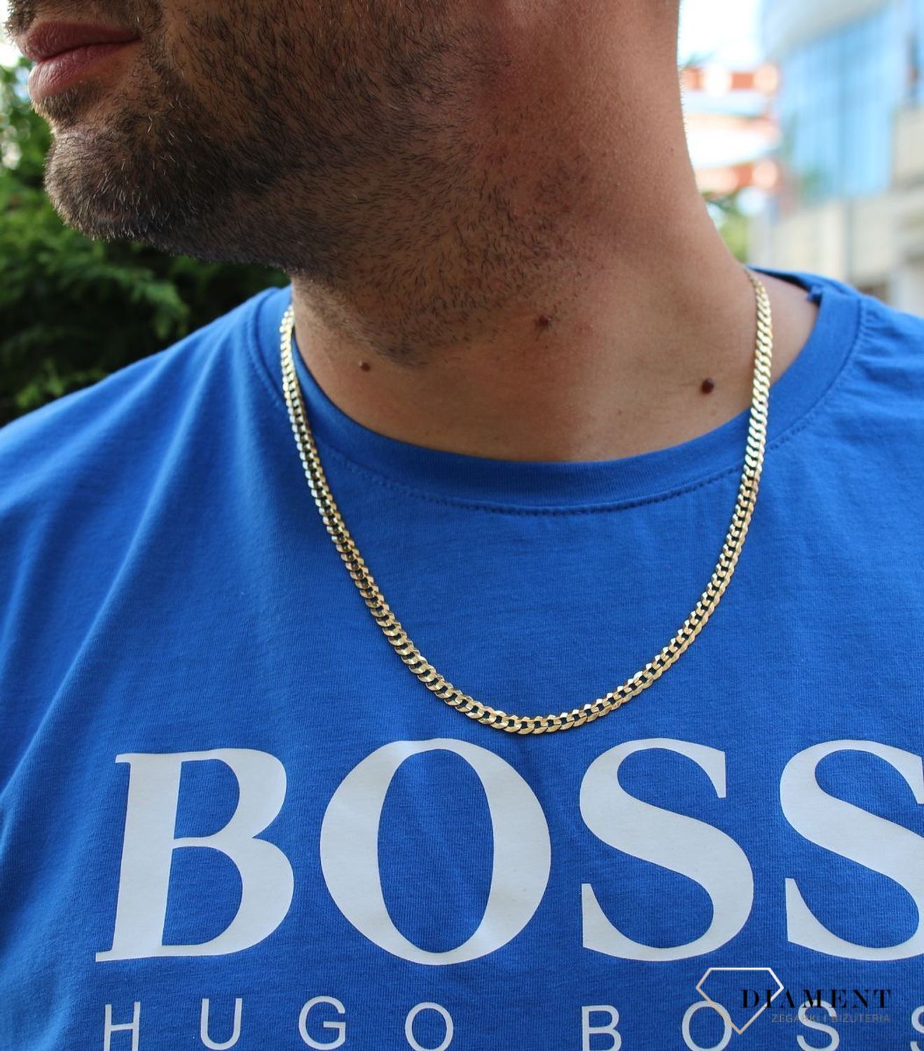 Złoty łańcuszek damski 333 gruba pancerka LA 430E.jpg